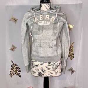 Women’s XS Aeropostale Drawstring  Gray Cropped Hoodie Embroidered Logo #I-002